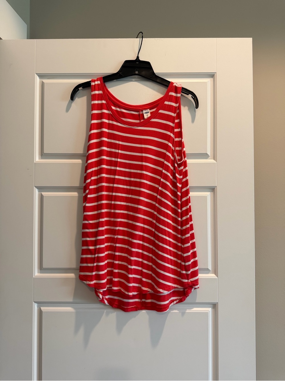 Old Navy Red and White Striped Scoop Neck Tank